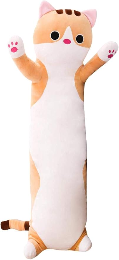 Plush Cat Plush Long Throw Pillow Lifelike Animal Neck Pillow Plush Pillow ,43inch