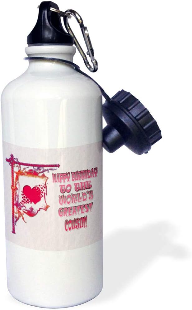 3dRose Happy Birthday to the worlds greatest Cousin. Popular saying. -Sports Water Bottle, 21oz , Multicolored