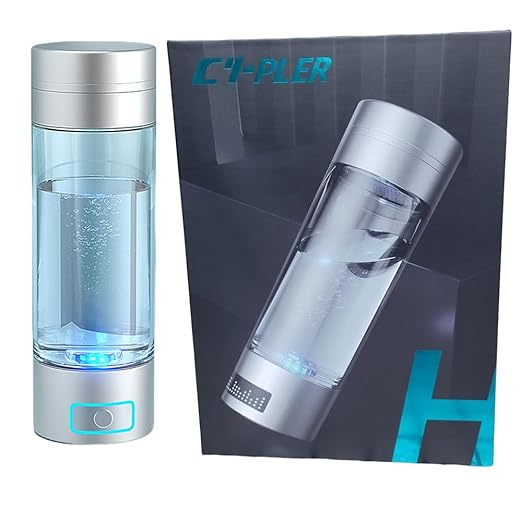 Hydrogen Water Bottle, 9000+ PPB Hydrogen Water, Food Grade Rechargeable Machine, Suitable for All Water, with Exhaust Hole, 3 Minutes and 18 Minutes Dual Mode, Gift Pack (Silver)