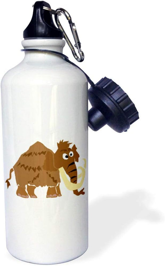 3dRose Funny Woolly Mammoth Primitive Art Design-Sports Water Bottle, 21oz , 21 oz, Multicolor