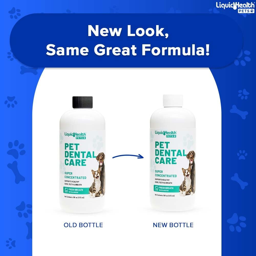 LIQUIDHEALTH Pet Dental Care Water Additive for Dogs & Cats - Fast Acting Pet Bad Breath Freshener, Dog Mouth Wash, Animal Oral Dental Rinse, Plaque & Tartar Teeth Cleaning Solution (2-Pack)