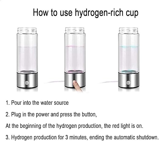 Hydrogen Water Bottle, Portable Hydrogen Water Bottle Generator, Hydrogen Water Machine Improve Water in 3 Minutes for Home, Office, Travel (Silver)