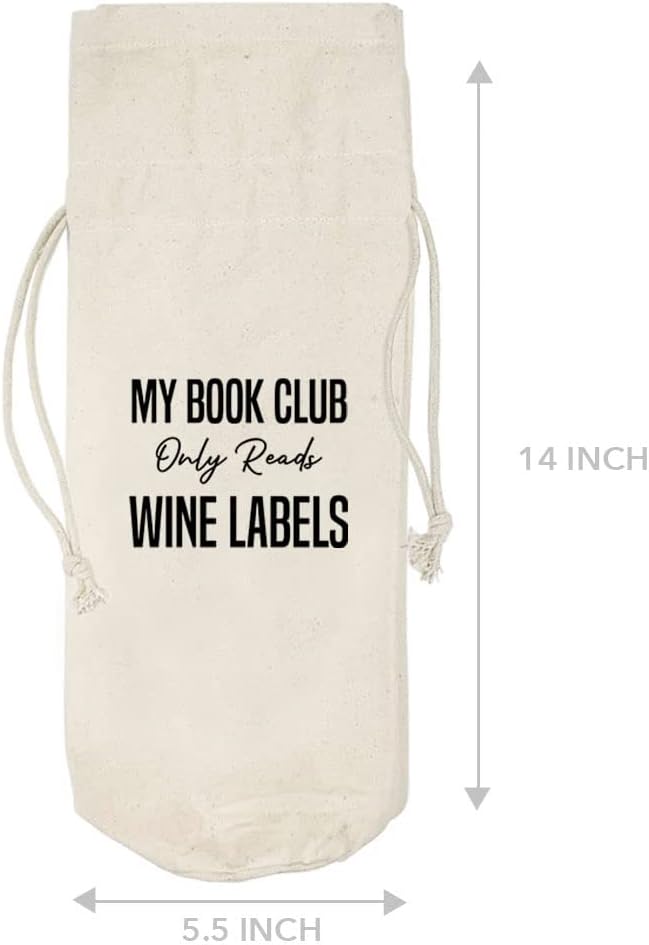 Andaz Press Mothers Day Wine Bag, My Book Club Only Reads, Mothers Day Wine Bottle Cover, Mother's Day Gifts, Canvas Wine Gift Bag Champagne Bottle Bag Wine Bags For Wine Bottles Gifts 1-Pack