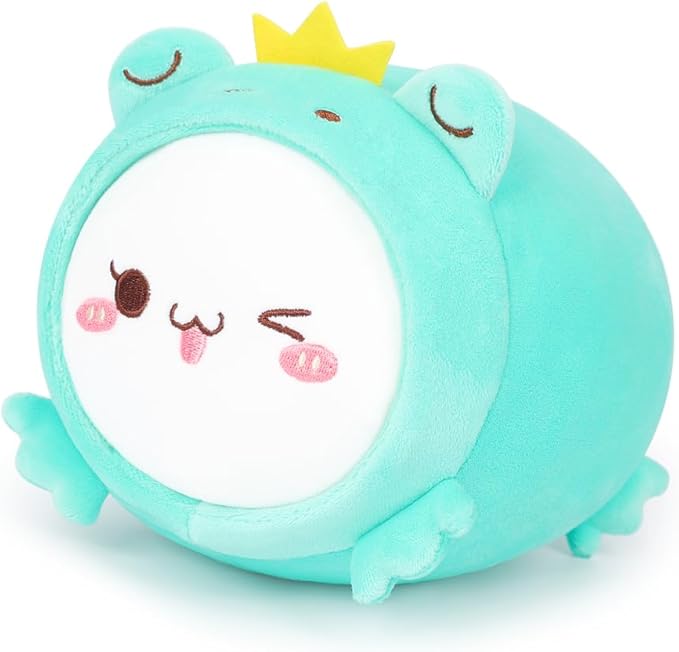 AIXINI Cute Cat Frog Plush Pillow 15.7” Kitten Froggy Stuffed Animal, Soft Kawaii Cat Plushie with Frog Outfit Costume, Hugging Plush Squishy Pillow Toy Gifts for Kids