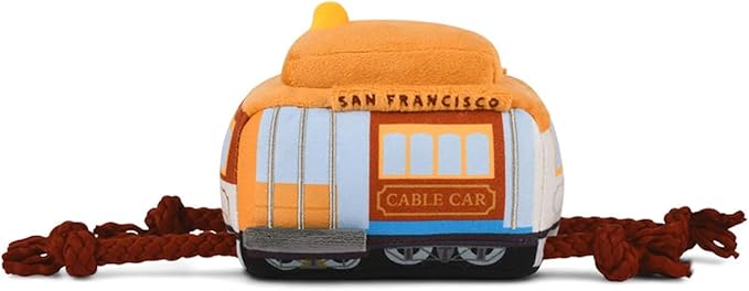 P.L.A.Y. Cute Plush Dog Toys - Canine Commute, Travel Themed Durable Squeaker Chew Toy, Great for Puppies & All Size Dogs - Machine Washable, Recycled Materials (San Pup-cisco Cable Car)