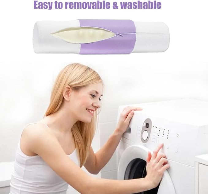 Menlo Park Cervical Neck Roll Memory Foam Pillow, Bolster Pillow, Round Neck Support Pillows for Sleeping,Comfy Cylinder Neck Roll Pillow for Pain Relief with Breathable Cooling Cover,17" L x 4" W