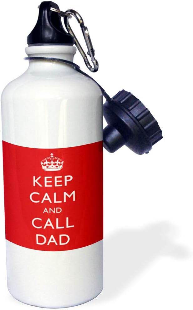 3dRose Keep calm and call dad. Red. -Sports Water Bottle, 21oz , 21 oz, Multicolor
