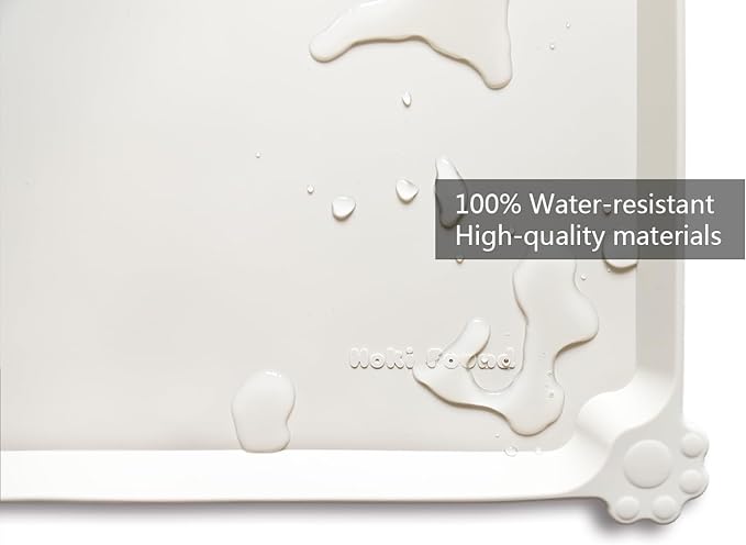 Hoki Found Silicone Pet Food Tray - High-Lips Dog Cat Bowl Mats - Waterproof Dog Cat Food Mats - Colors: Cream Brown