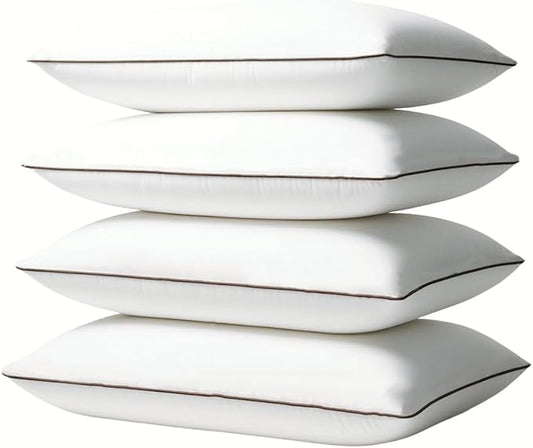Luxury Comfort Bed Pillows - Hypoallergenic Polyester Microfiber Material - Premium Sleep Support for Side, Back, and Stomach Sleepers - Set of 4, Queen Size 18 x 28 inches, 45 cm x 70 cm
