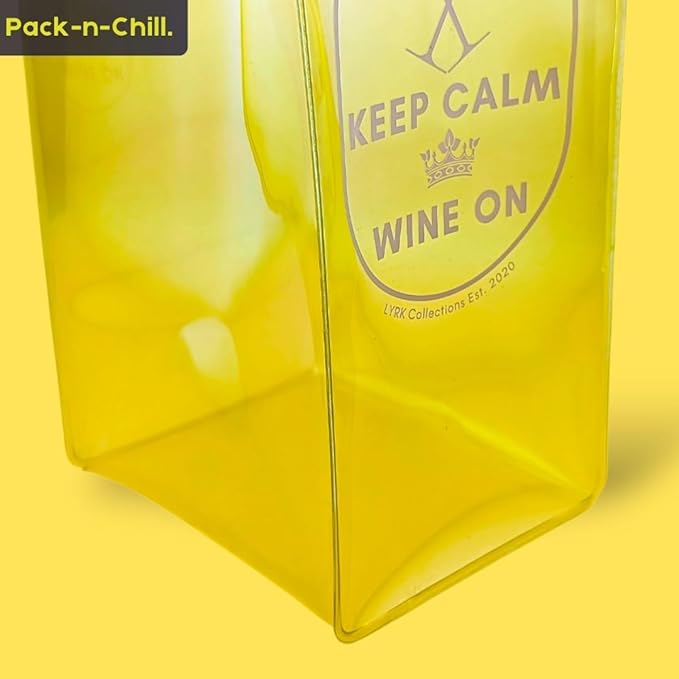 Ice Wine Bag, 2-Pack Collapsible Portable Wine Chiller (Pink & Yellow), Wine Bottle Chiller Ice Bag with Handles, Chill Wine Champagne Beers and Ice Drinks, Wine Gift Bag