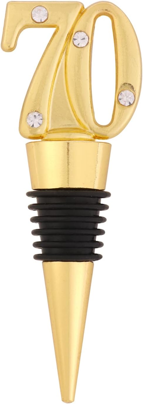 24-Pack 70 Wine Bottle Stopper for 70th Wedding Birthday Party Decoration 60 Years Old Wine Stopper Fun Gift for Wine Lovers (Gold 70th)