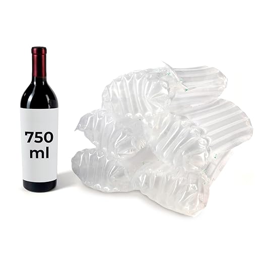 IDL Packaging Inflated Wine Bags for Travel, Pack of 5 - Reusable Air Column Bags for up to 750 ml Bottles - Wine Bottle Protector for Packing, Travel and Shipping - Glass Cushioning