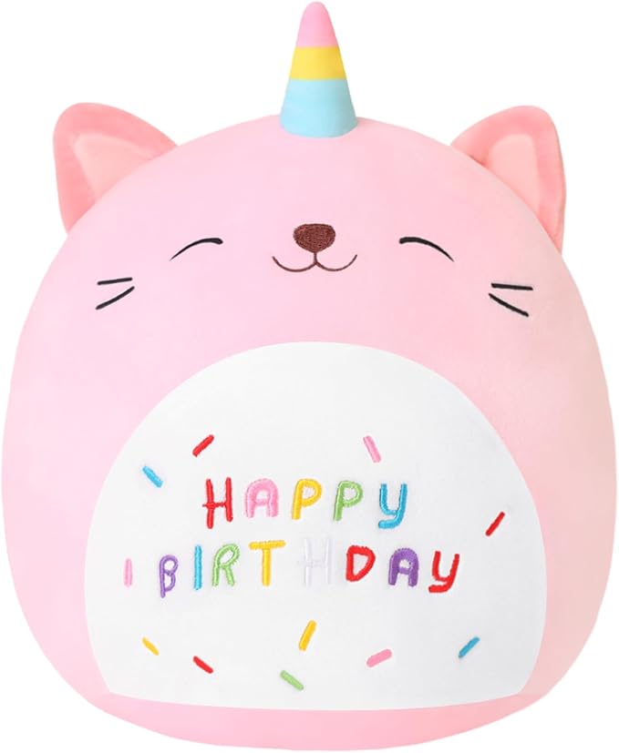 SQEQE Cat Plush Toy Unicorn Cat Stuffed Animal Cute Birthday Cat Plushies Pillow Soft Plushie Doll Gifts for Kid Decor(Pink Caticorn, 10 Inch)