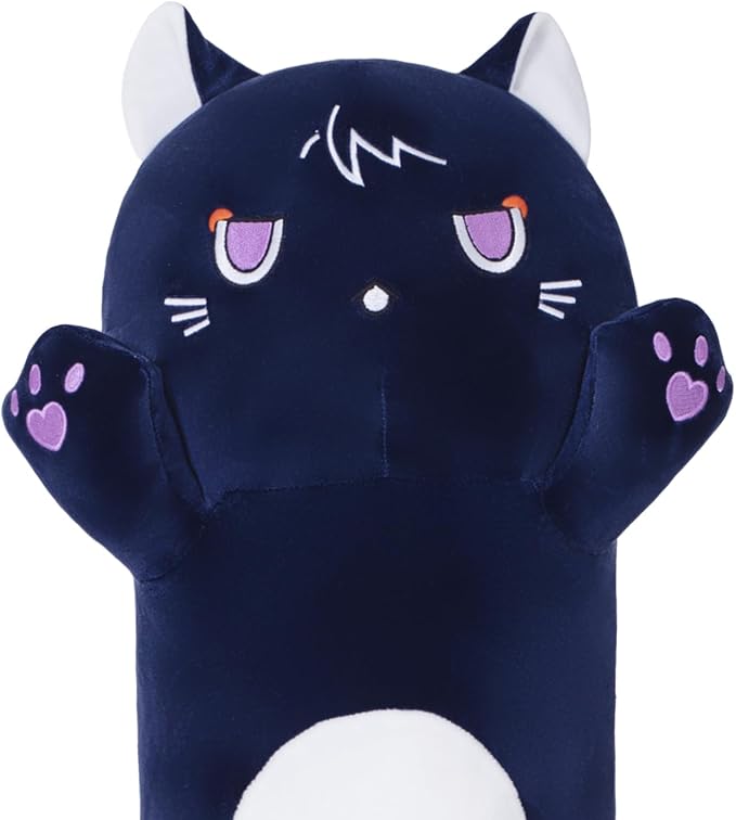 Long Cat Plush Body Pillow, Soft Plush Toy Pillow for Kids, Stuffed Animal Cat Plushie Gift for Girls, Girlfriend (DevilCAT with Claws, 27.6in/70cm)