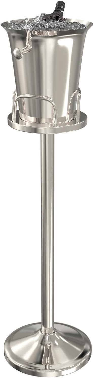 Ice Bucket with Stand Standing Champagne bucket for Party Stainless Steel Wine Bucket Wine Cooler with Stand 5L Wine Chiller for Bar Ktv Weding