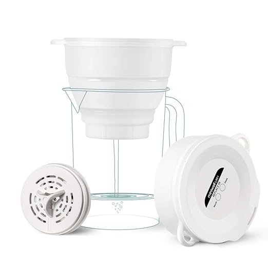 miniwell Collapsible Filtration System- Water Camping Filter Pitcher- Faucet Filter for Hiking Purification- Faucet Filter Remove Chlorine,Sediments, BPA Free- Kitchen- Emergency (White)