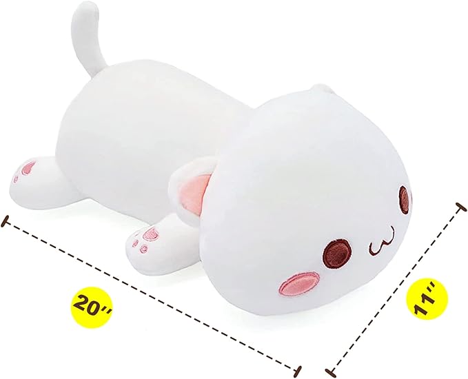Onsoyours Cute Kitten Plush Toy 20" Stuffed Animal Pet Kitty Soft Anime Cat Large Plush Pillow for Kids (White A, 20")