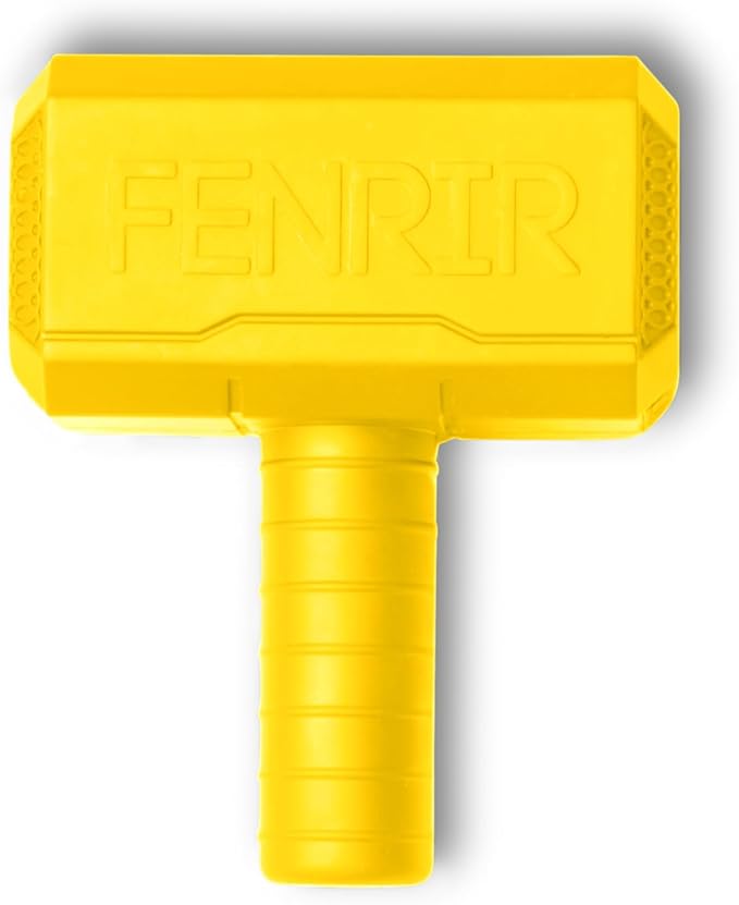 Fenrir Hammer Dog Chew Toy Strong Rubber Stuffable Enrichment Toy for Chewers (Yellow, Small)