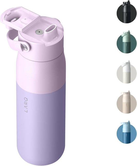 LARQ Bottle Swig Top 34oz - Insulated Stainless Steel Water Bottle With Built-In Silicone Handle | Thermos, BPA Free | Reusable Water Bottle for Sports, Gym, and Travel, Luberon Lavender