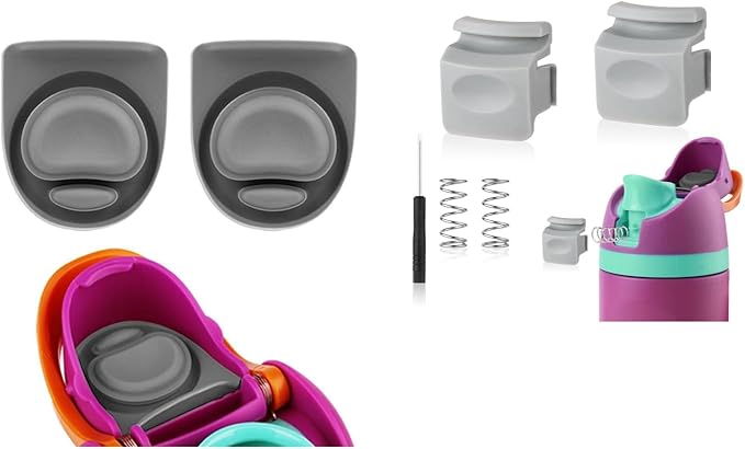 4pcs Replacement Stopper & Button Compatible with Owala FreeSip, Water Bottle Top Lid Replacement Parts for Owala 19/24/32/40oz BPA-Free Seal Bottle Cap Mouth Stopper Gasket Silicone Plug Accessories