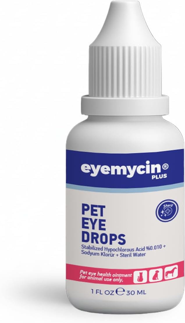 EYEMYCIN pet Eye Drops 1 fl oz Eye Drops for Dogs and Cats Vet-Recommended Dog Eye Infection Treatment to Soothe Infection Allergy,Relieve Dry Eyes Pink Eyes, Pet Tear Stain Cleaner Horses & Birds