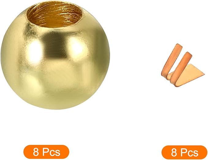 MECCANIXITY Pull Cord Tassels Window Blind Extender Chain Drop Knobs Ball Pull Ends Gold Tone, for Curtain Blinds Shades Light Ceiling Fan Pull Switch, Pack of 8