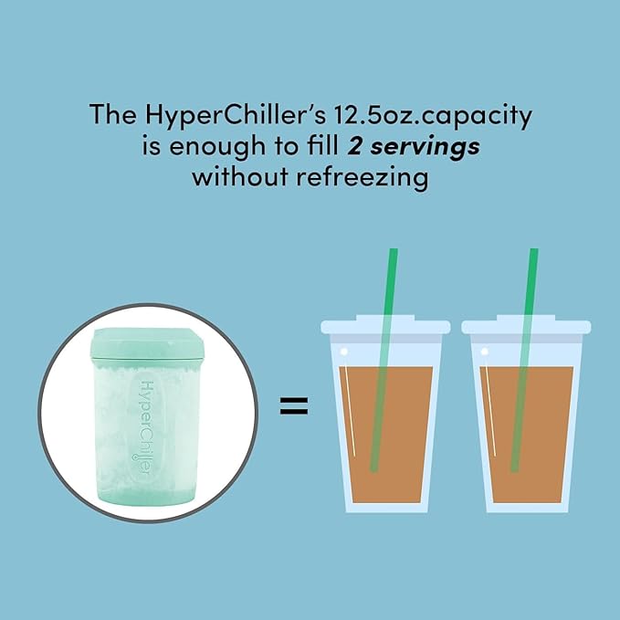 HyperChiller HC1 Patented Iced Coffee/Beverage Cooler, NEW, IMPROVED,STRONGER AND MORE DURABLE! Ready in One Minute, Reusable for Iced Tea, Wine, Spirits, Alcohol, Juice, 12.5 Oz, Mint