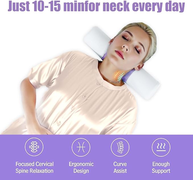 Menlo Park Cervical Neck Roll Memory Foam Pillow, Bolster Pillow, Round Neck Support Pillows for Sleeping,Comfy Cylinder Neck Roll Pillow for Pain Relief with Breathable Cooling Cover,17" L x 4" W