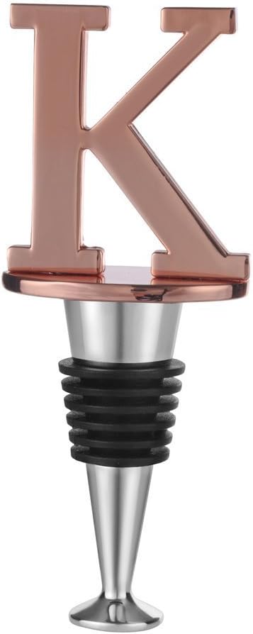 Miicol Wine Bottle Stopper, Prosecco Stopper, Rose Gold Wine Stopper, Personalised Champagne Stopper, Initial Wine Stopper, Funny Prosecco Gift, Wine Lovers Gift, Kitchen Decor, Letter K