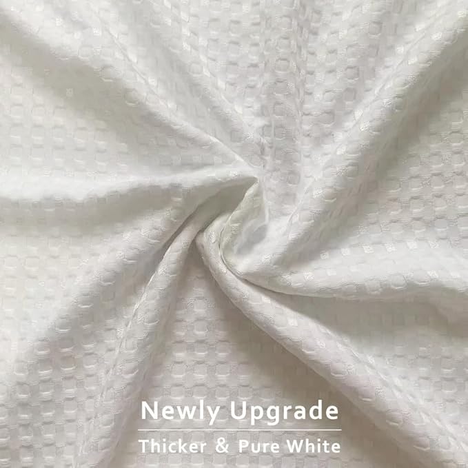 MIYE Pleated Waffle Weave Bed Skirt, Tailored Dust Ruffle 12 Inch Drop Easy Fit, Machine Washable (White,Cal King - 12" Drop)