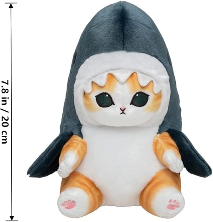 Cute Shark Cat Plush Toy, 8'' Cat Face Shark Stuffed Animal Plushies Doll, Kawaii Soft Stuffed CatShark Pillow for Boys and Girls Birthday Gift (Blue)