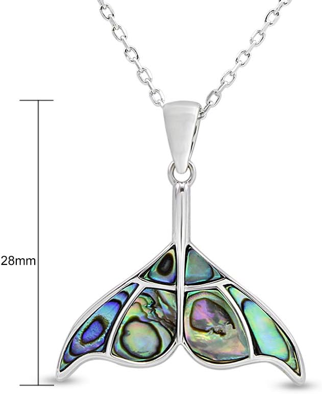 AFFY Abalone Shell Animal (Starfish, Dolphin, Seahorse, Frog, Dragonfly, Whale Tail, Turtle) 14K White Gold Over Sterling Silver Pendant Necklace Jewelry Gift For Her