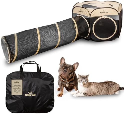 Large Portable Cat Playpen and Cat Tunnels for Indoor Cats Provides Room to Romp, Play, and Sleep. Enclosed Outdoor Pet Playpen, Easy Set-Up. Ventilated with Waterproof Base
