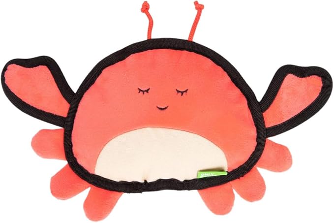 Only Natural Pet Sea Creatures Recycled Plush Dog Toys - Durable Double-Stitched Design with Internal Squeaker, Crinkle Pincers & Plush Feet - Stuffed Toy for Dogs, Pet Toy | Clara The Crab, 11" x 6"