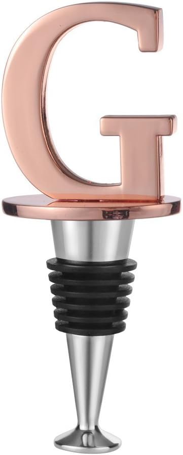 Miicol Wine Stopper, Prosecco Stopper, Wine Bottle Stopper, Personalised Champagne Stopper, Rose Gold Wine Accessories, Wine Lovers Gift, Monogram Gift, Letter G