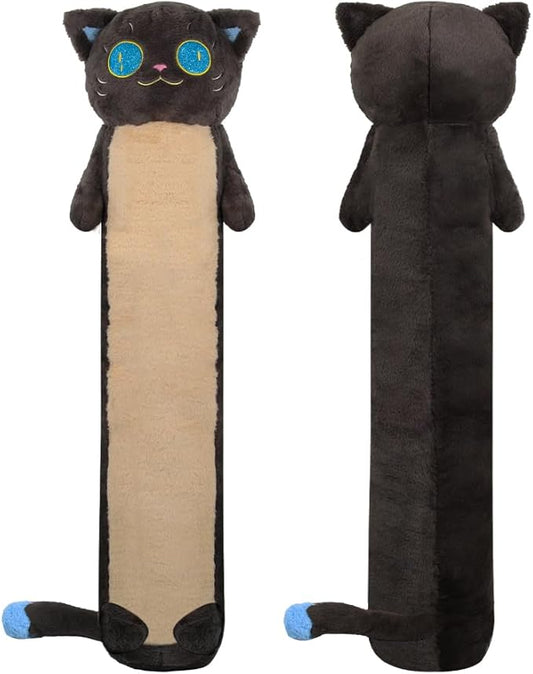 MerryXD Long Cat Plush Kawaii Body Pillow, 28” Cute Black Cat Stuffed Animals Soft Plushies, Big Eyes Kitten Plush Toys Throw Pillow Doll Gift for Girlfriend,Birthday,Christmas,Halloween
