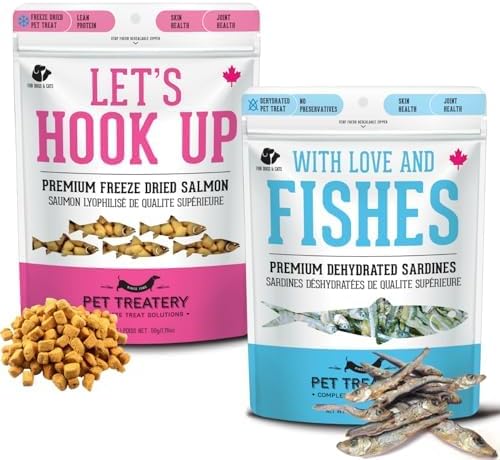 Wild Salmon & Sardines Variety Pack (4.94 oz, Pack of 2) - Dehydrated Single Ingredient Dog Treats - Natural Dog Treats, Grain Free