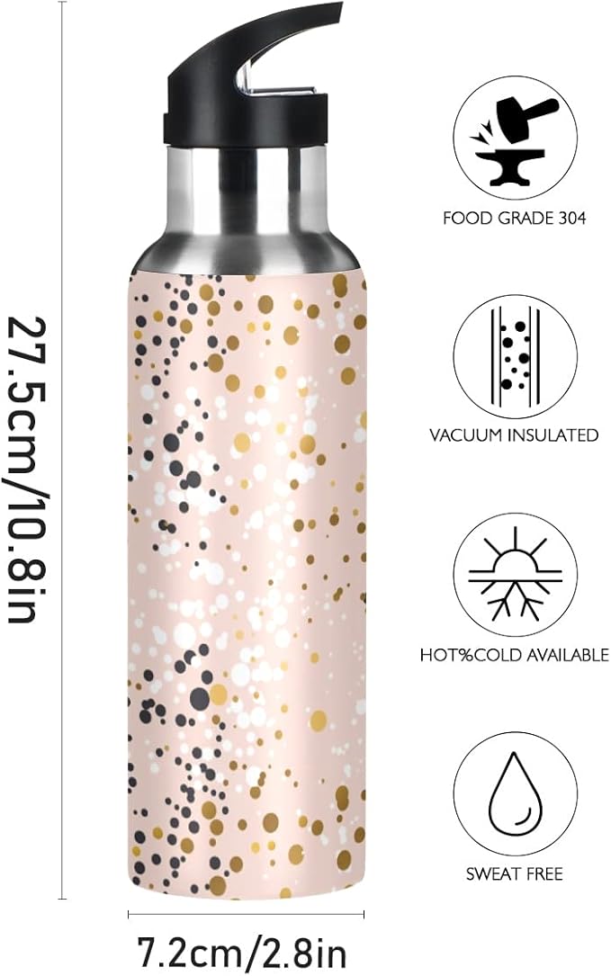 MNSRUU Insulated Water Bottle with Straw, Rainbow and Unicorns Stainless Steel Flasks for Sports Cycling Hiking School