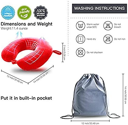 Travel Pillow - Memory Foam Neck Pillow Support Pillow,Luxury Compact & Lightweight Quick Pack for Camping,Sleeping Rest Cushion (Red)