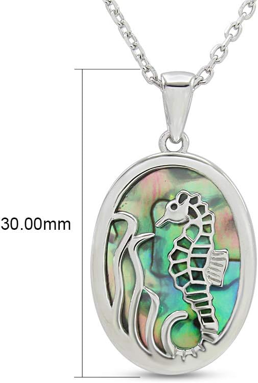 AFFY Abalone Shell Animal (Starfish, Dolphin, Seahorse, Frog, Dragonfly, Whale Tail, Turtle) 14K White Gold Over Sterling Silver Pendant Necklace Jewelry Gift For Her
