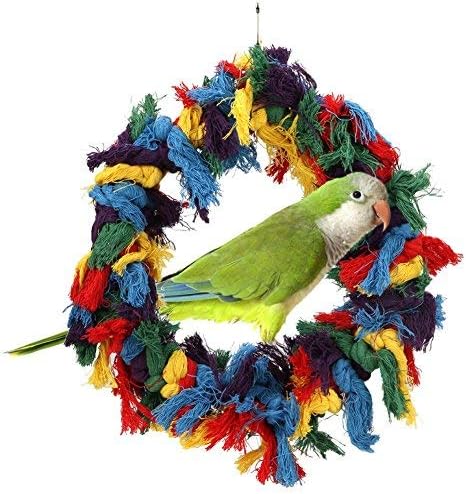 Litewoo Bird Parakeet Colorful Swing Toys,Cotton Rope Chew Hanging Bird Preening Garland Swing for Budgie Parakeet Cockatiel Macaw African Grey