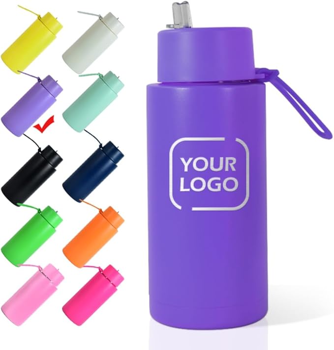 AGH Stainless Steel Insulated Bottle with Straw, 30oz Double Wall Vacuum Insulated Water Bottle, Wide Mouth Thermos Water Bottle for Hot Drinks/Cold Drinks, Travel Water Bottles for Gym & Sport