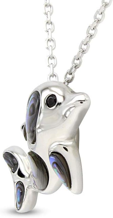 AFFY Abalone Shell Animal (Starfish, Dolphin, Seahorse, Frog, Dragonfly, Whale Tail, Turtle) 14K White Gold Over Sterling Silver Pendant Necklace Jewelry Gift For Her