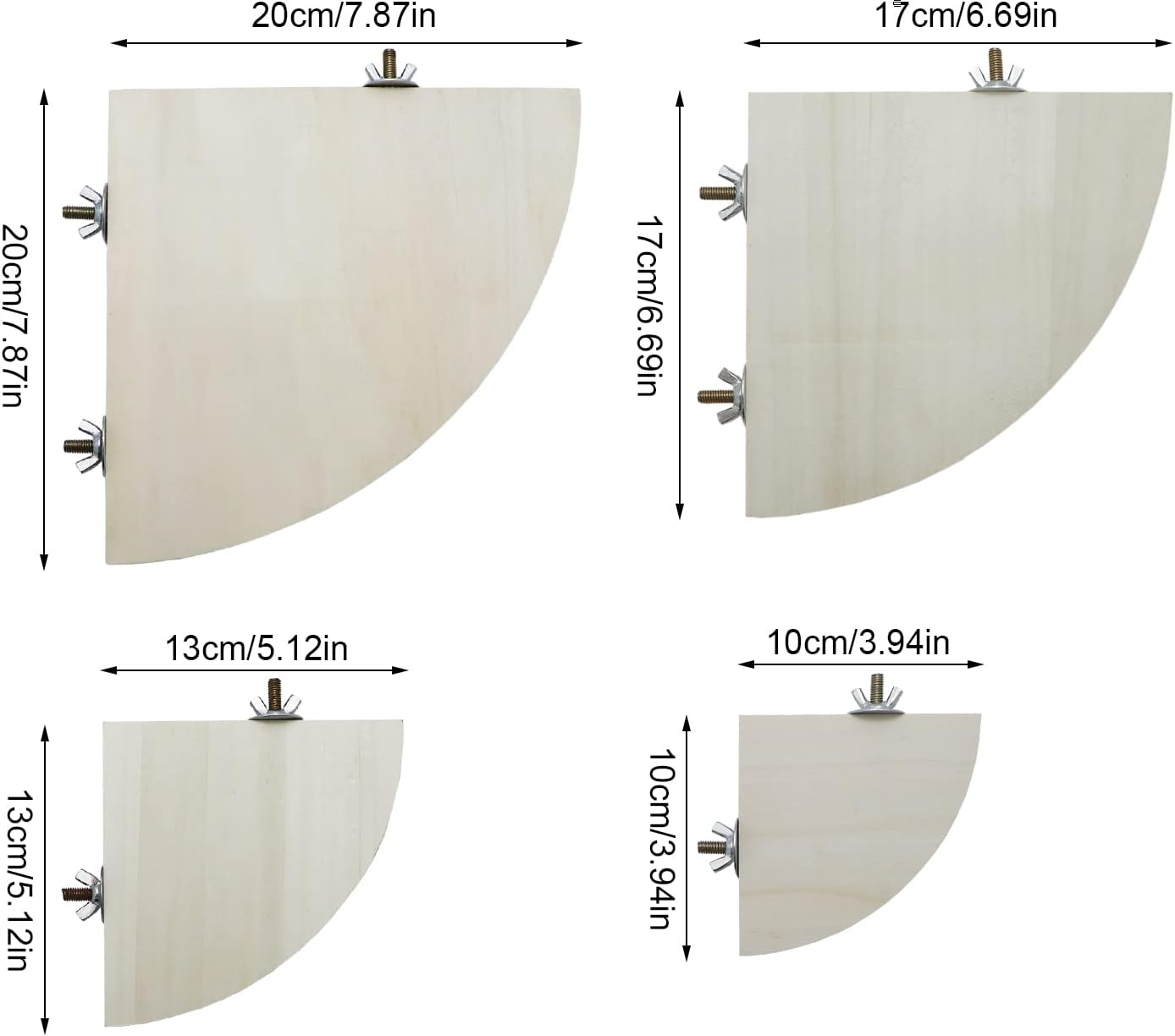 Litewoo Bird Parrot Corner Perch Flat Platform Stand, Easy to Install, Safe and Stable, Smooth Polishing Without Hurting Feet, Solid Hardwood Bird Cage Perches（XL）