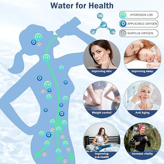 Hydrogen Water Bottle 2024, Hydrogen Water Generator with SPE PEM Technology Water Ion, Hydrogen Dispenser Improves Water Drinking in 3 Minutes with Self-Cleaning,Colorful LED,USB-C Charging(Blue)