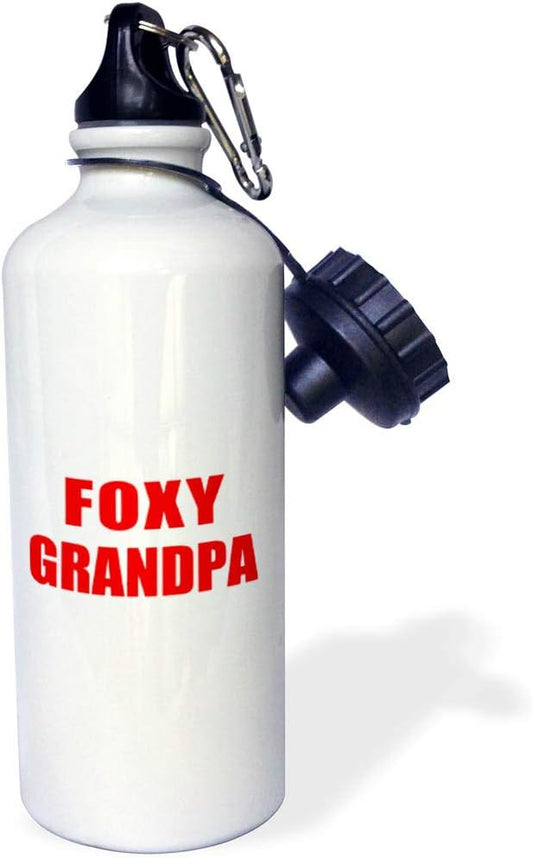 3dRose Foxy Grandpa-Funny red Text Design for a Cool hot Grandfather-Sports Water Bottle, 21oz , 21 oz, Multicolored