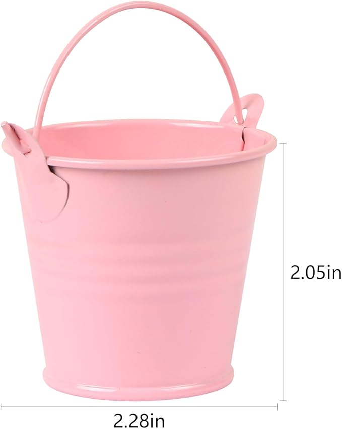 MIDELONG Mini Metal Buckets with Handles, 2 Inch Small Colored Galvanized Tin Pails Craft Bucket for Wedding Succulent Birthday Party Supplies, Pack of 6