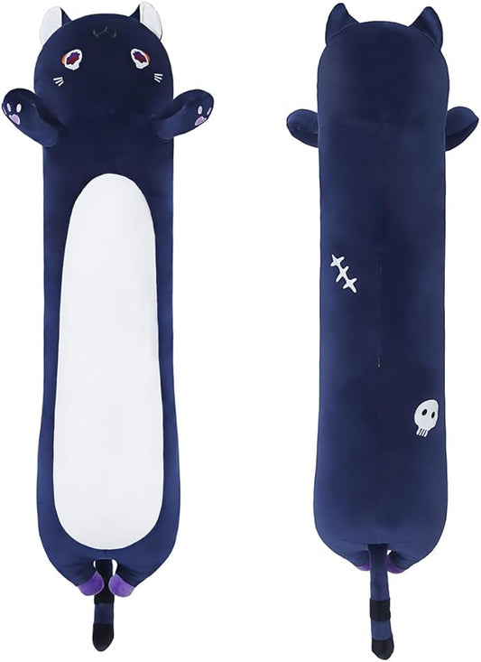 Cat Plush Body Pillow, Cute Cat Long Stuffed Animals Soft Cat Plushies, Purple Kitten Plush Toys for Kids Girlfriend(110cm/43.3inch)