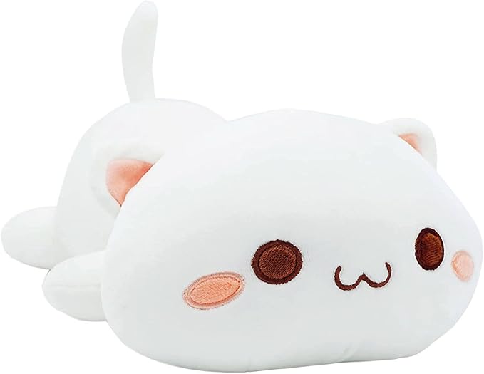 Onsoyours Cute Kitten Plush Toy 25.5" Stuffed Animal Pet Kitty Soft Anime Cat Large Plush Pillow for Kids (White A, 25.5")