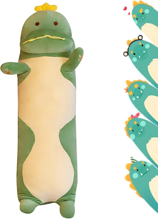 29.53'' Dinosaur Plush Pillow Toy Dinosaur Stuffed Animal Sleeping Pillow Cute Cartoon Soft Long Body Pillow Gift for Kids (Green)